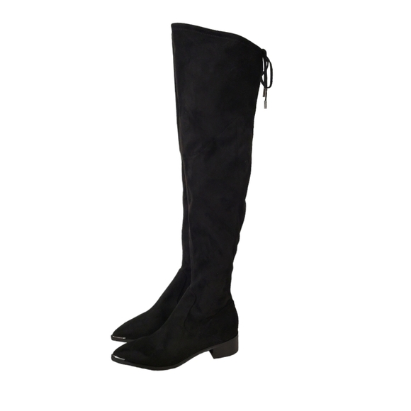 New Marc Fisher Yacinda Over the Knee Black Suede Boots - Picture 3 of 14